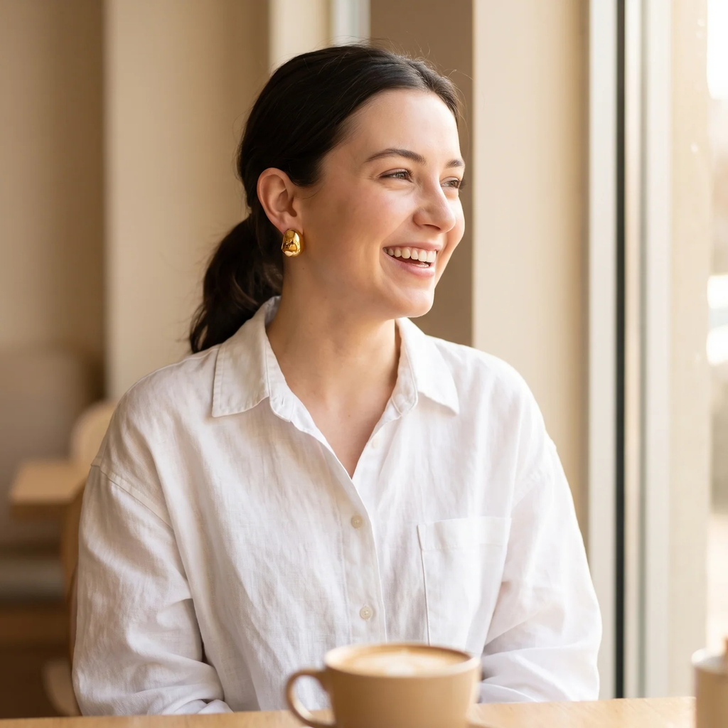 Styled look: Gold Sculptural Puff Stud Earrings
