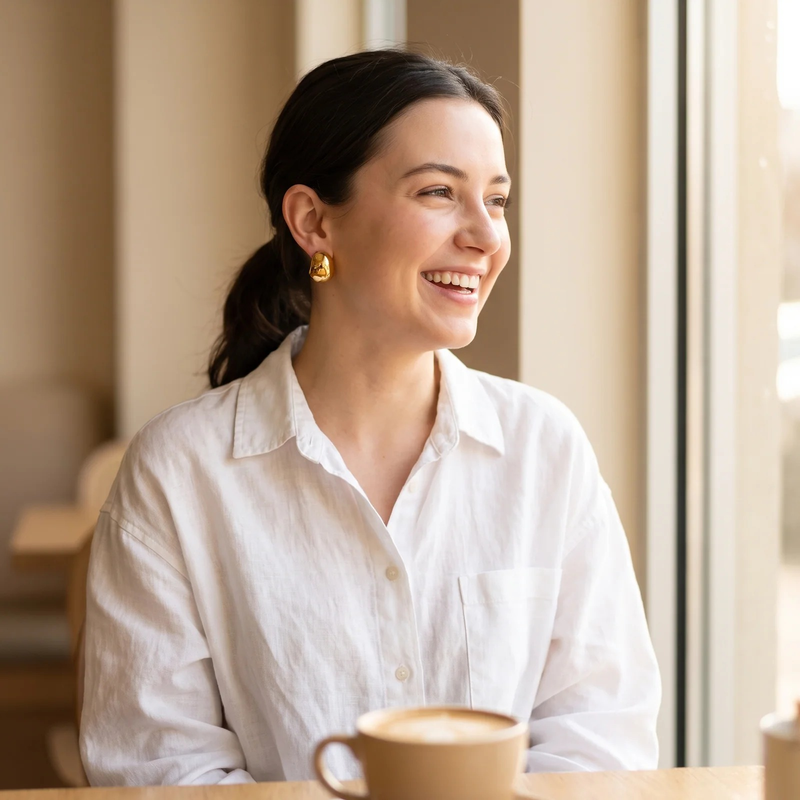 Styled look: Gold Sculptural Puff Stud Earrings