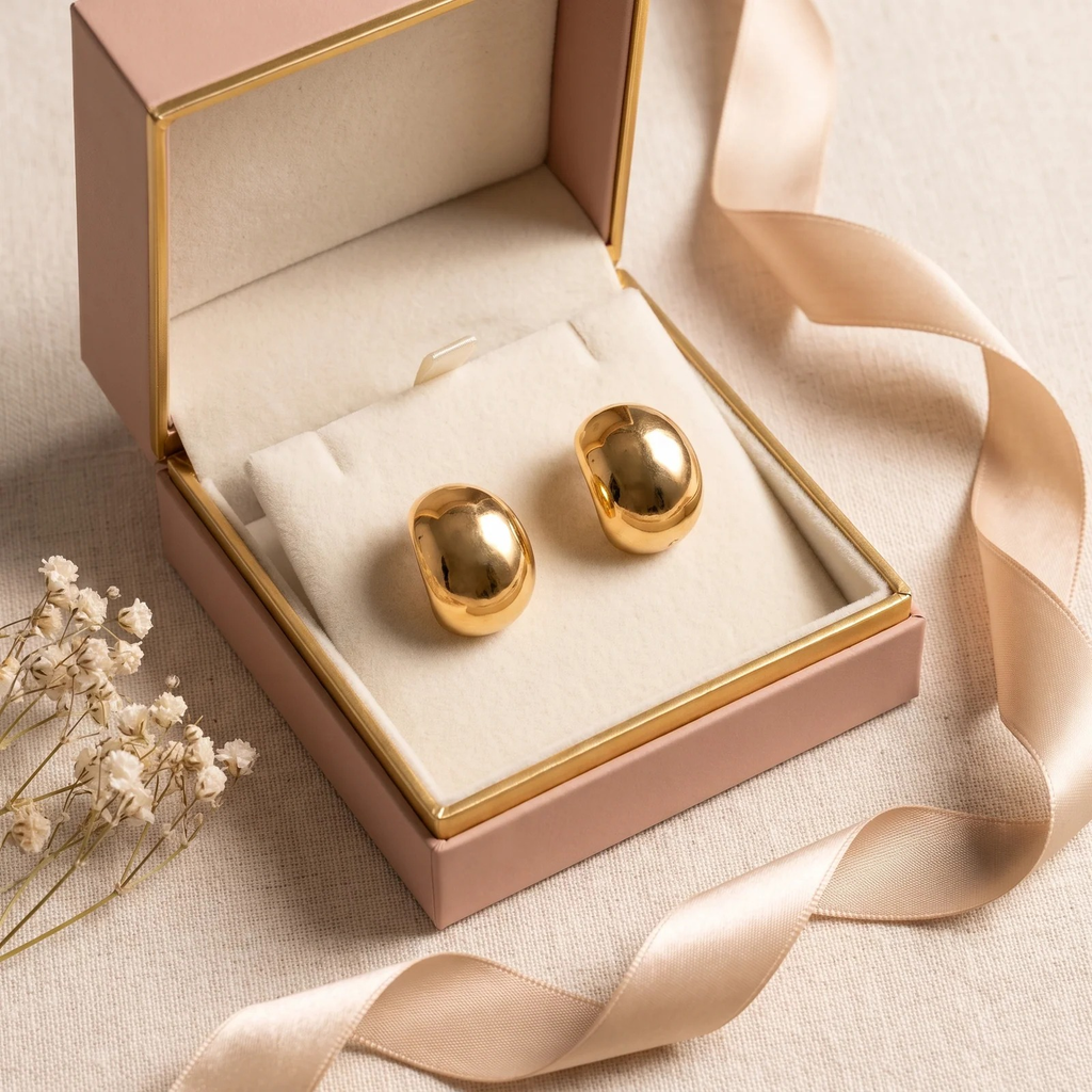 Gift box: Gold Sculptural Puff Stud Earrings