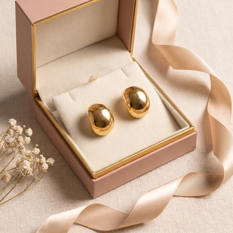 Gift box: Gold Sculptural Puff Stud Earrings