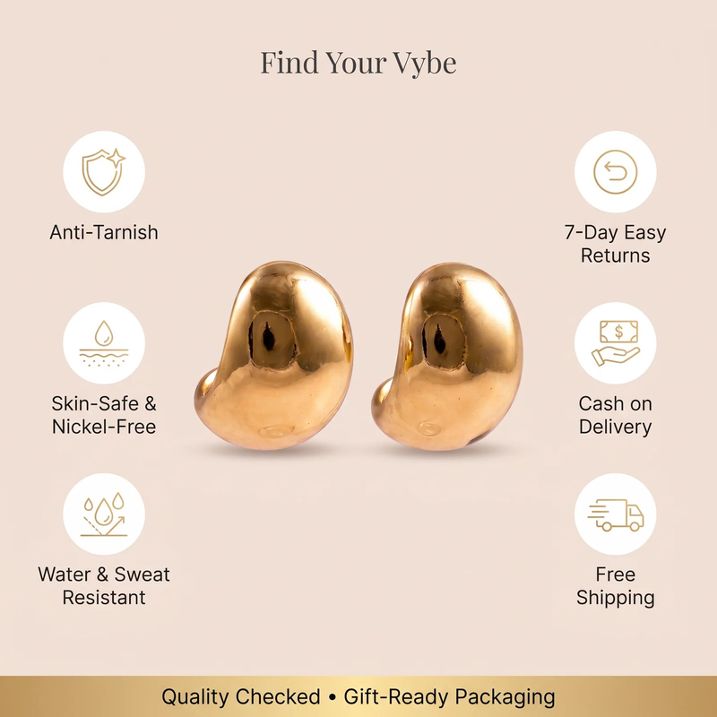 Features and promises: Gold Sculptural Puff Stud Earrings