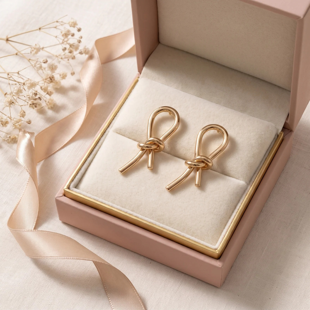 Gift box: Gold Knot Drop Earrings