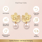 Features and promises: Flower Pearl Drop Earring