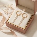 Gift box: Gold Hoop Pearl Drop Earrings