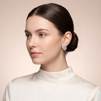 Silver Baguette Crystal Cluster Studs