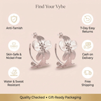 Features and promises: Silver Textured Floral Hoop Earring