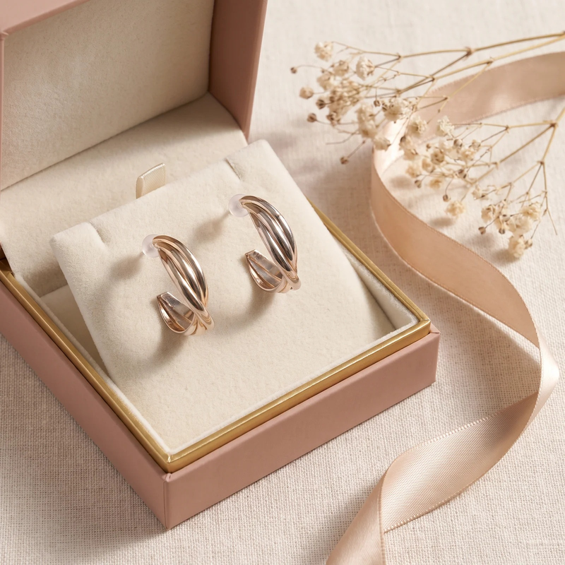 Gift box: Two-Tone Ribbed Hoop Earrings