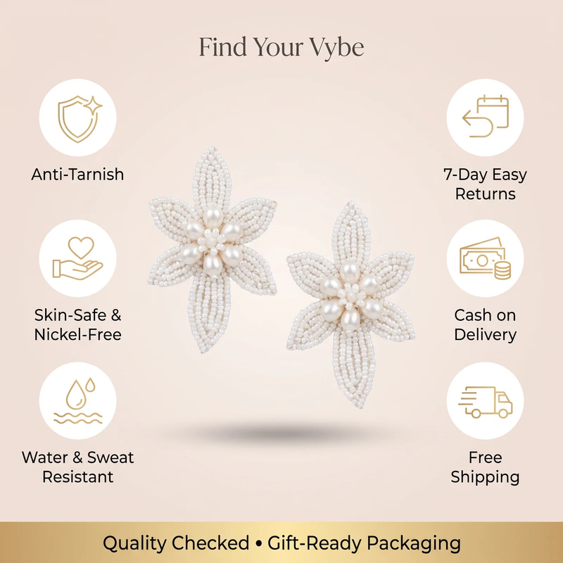 Features and promises: Pearl Bloom Floral Earrings