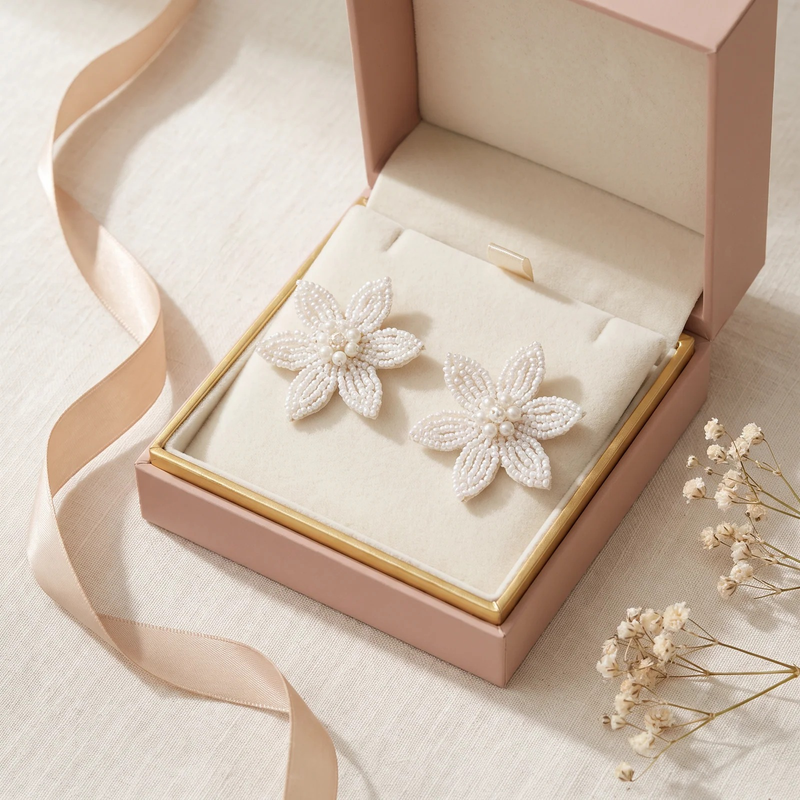 Gift box: Pearl Bloom Floral Earrings