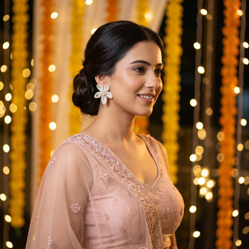 Styled look: Pearl Bloom Floral Earrings