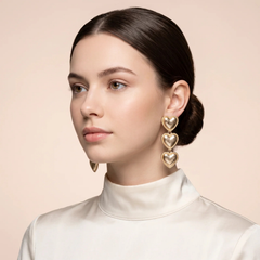 Triple Heart Drop Earrings