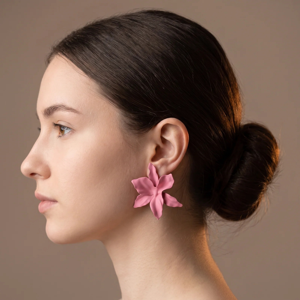 Side profile on ear: Flower Statement Stud Earring