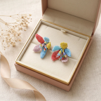 Gift box: Colorful Beaded Floral Cluster Earrings
