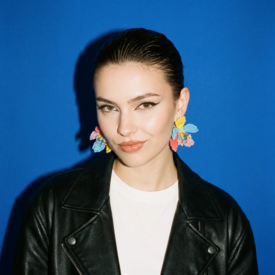 Colorful Beaded Floral Cluster Earrings