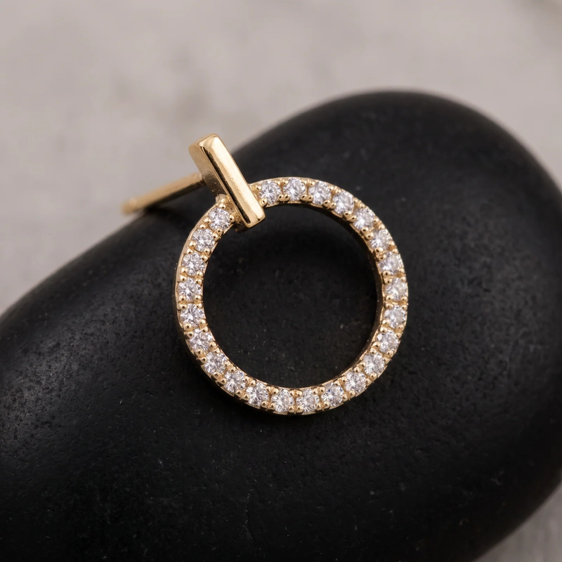 Close-up detail of Halo Circle Bar Studs
