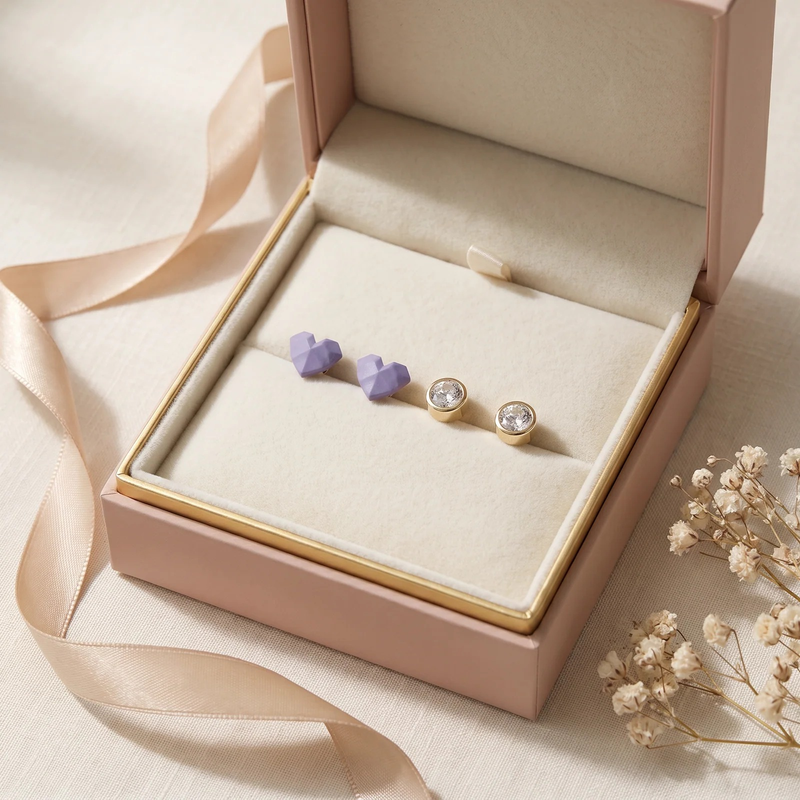 Gift box: Heart & Crystal Stud Earring Set
