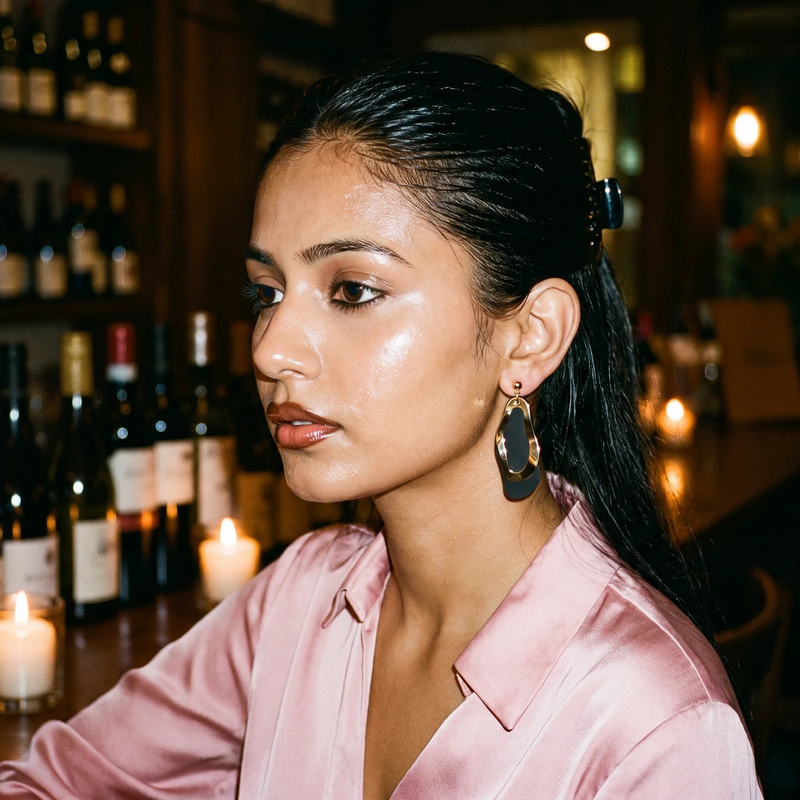 Styled look: Sculptural Undulating Open Hoop Earrings