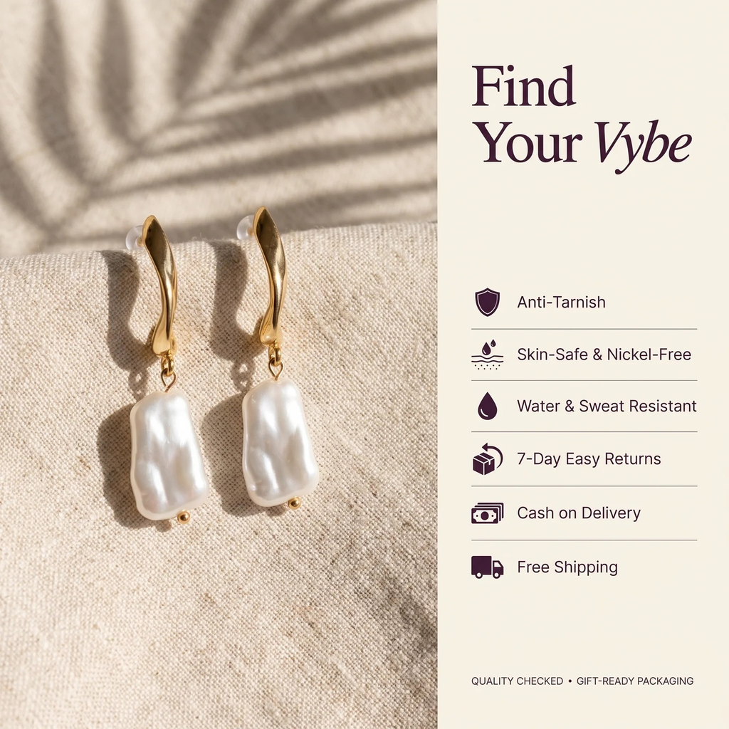 Features and promises: Baroque Pearl Drop Earrings