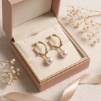 Gift box: Twisted Gold Hoop Pearl Drop Earrings