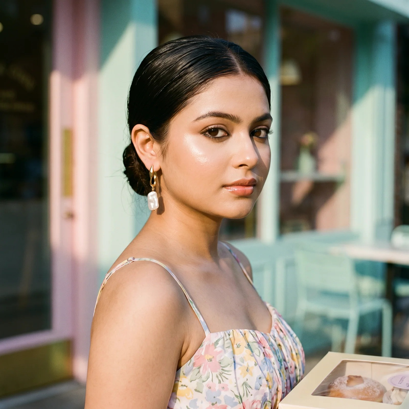 Styled look: Baroque Pearl Drop Earrings