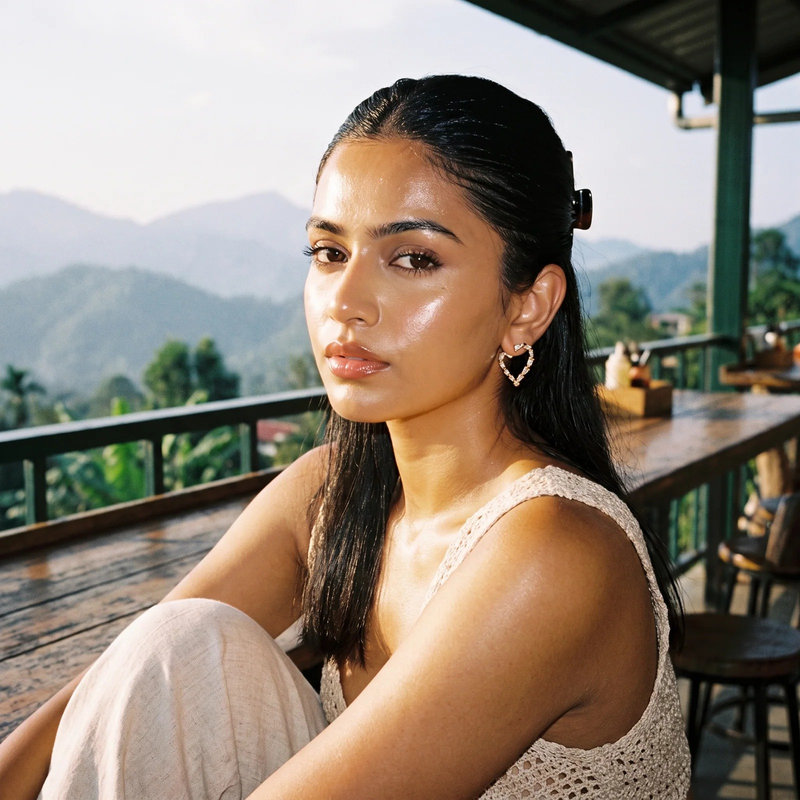 Styled look: Gold Baguette Heart Earrings