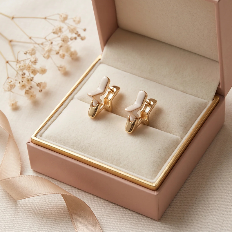 Gift box: Ivory Star Sculptural Earrings