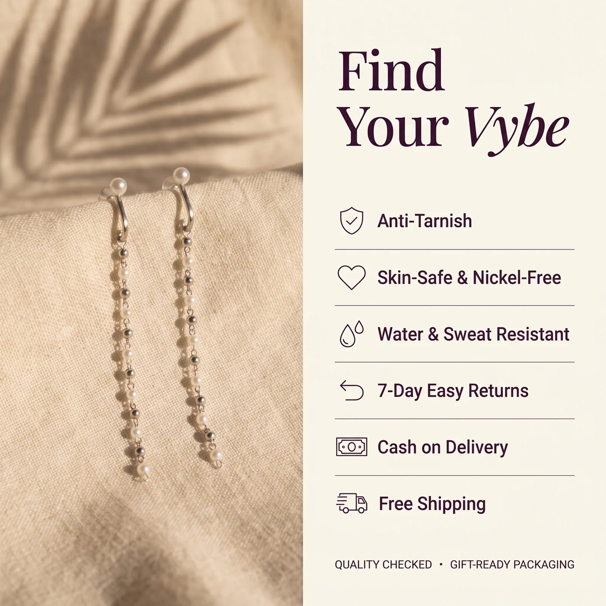 Features and promises: Cascade Pearl Drop Earrings