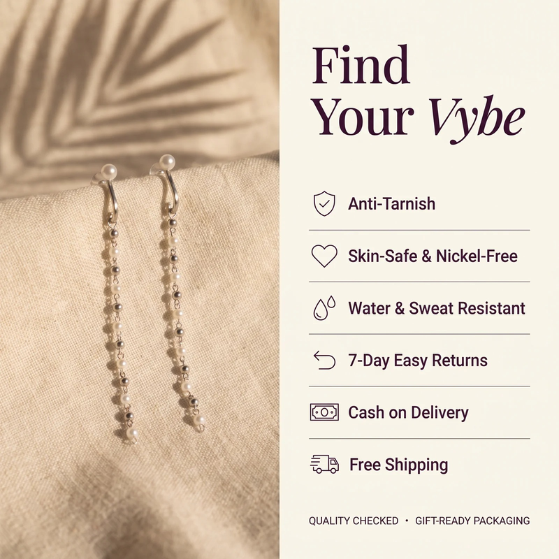 Features and promises: Cascade Pearl Drop Earrings