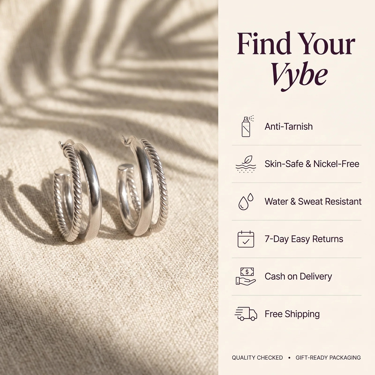 Features and promises: Rope Trim Hoop Earrings