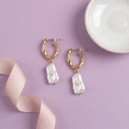 Flat lay of Baroque Pearl Drop Earrings