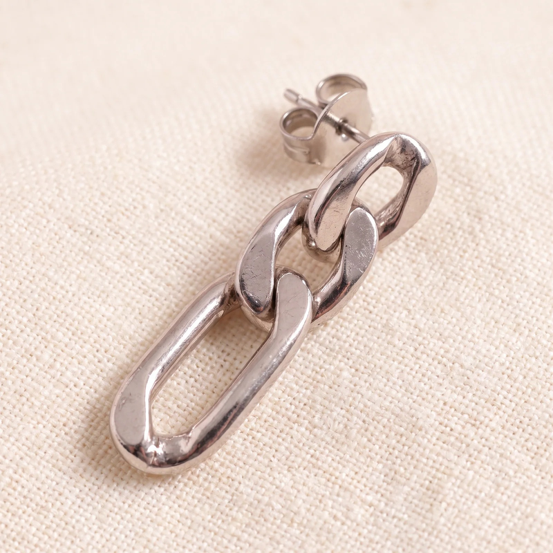 Close-up detail of Gold Chunky Chain Link Earrings