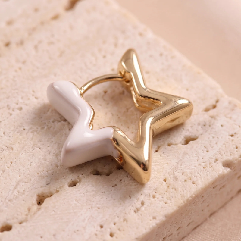 Close-up detail of Ivory Star Sculptural Earrings