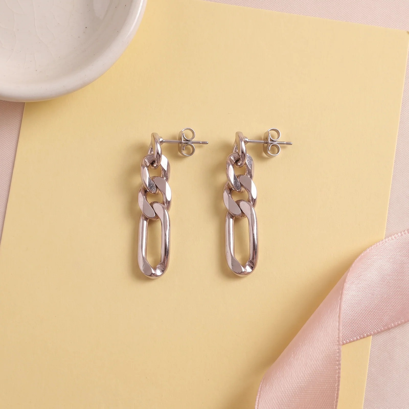 Flat lay of Gold Chunky Chain Link Earrings
