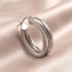 Close-up detail of Rope Trim Hoop Earrings