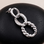 Close-up detail of Mixed Texture Link Drop Earrings
