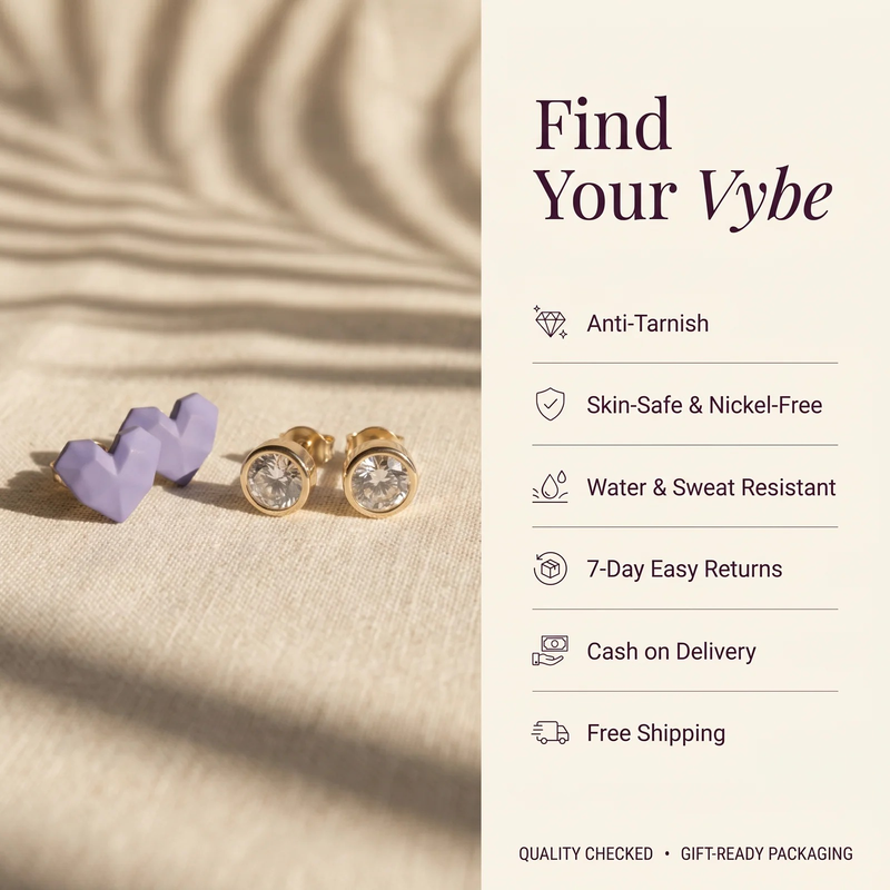 Features and promises: Heart & Crystal Stud Earring Set