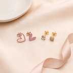 Flat lay of Playful Heart & Pavé Stud Duo