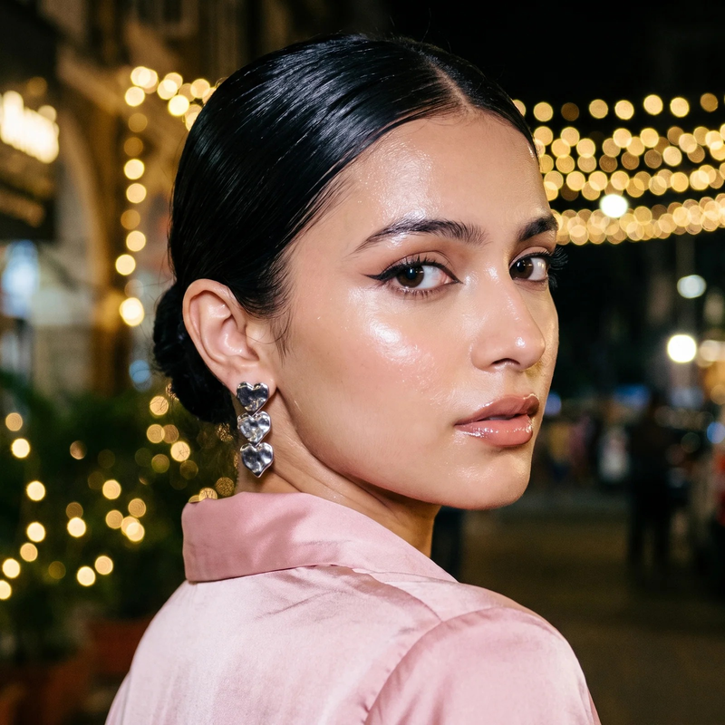 Styled look: Triple Heart Drop Earrings