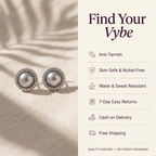 Features and promises: Grey Pearl Halo Studs