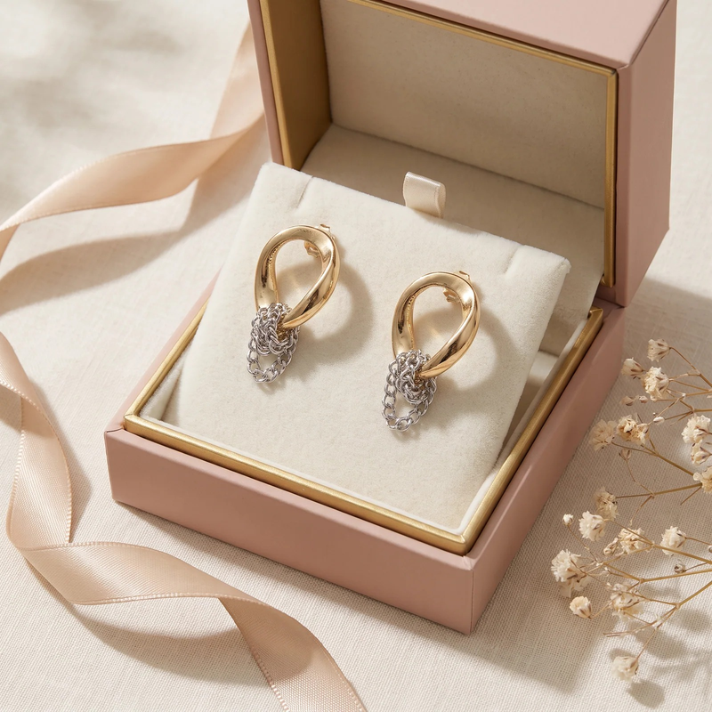 Gift box: Teardrop Loop Chain Tangle Earrings