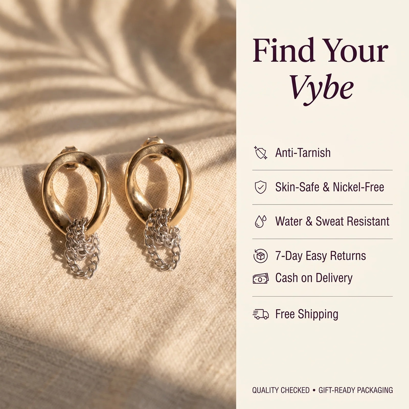 Features and promises: Teardrop Loop Chain Tangle Earrings