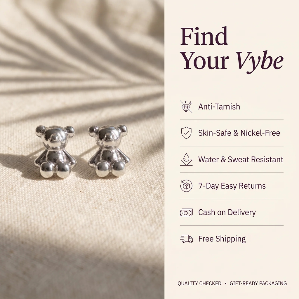 Features and promises: Teddy Bear Stud Earrings