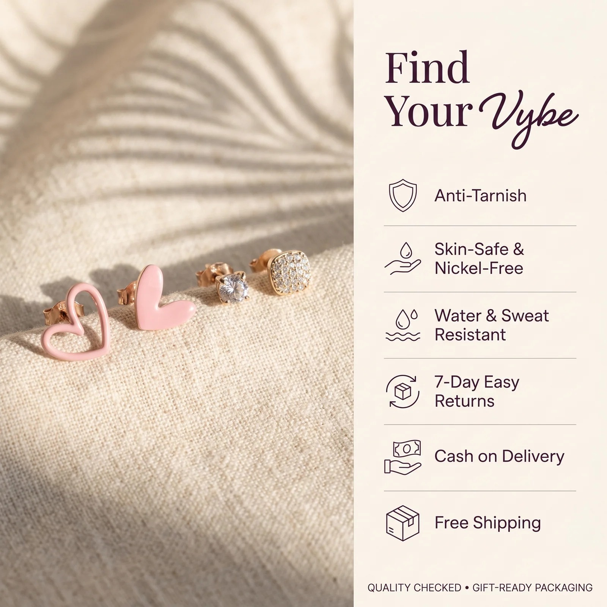 Features and promises: Playful Heart & Pavé Stud Duo