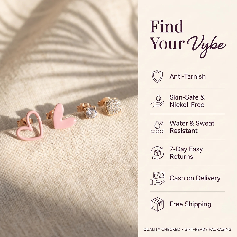 Features and promises: Playful Heart & Pavé Stud Duo