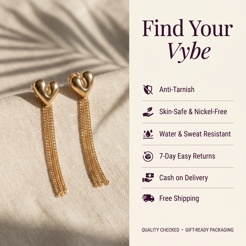 Features and promises: Sculptural Heart Fringe Earrings