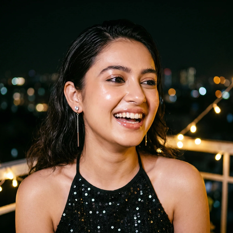 Styled look: Silver Square Crystal Linear Drop Earrings