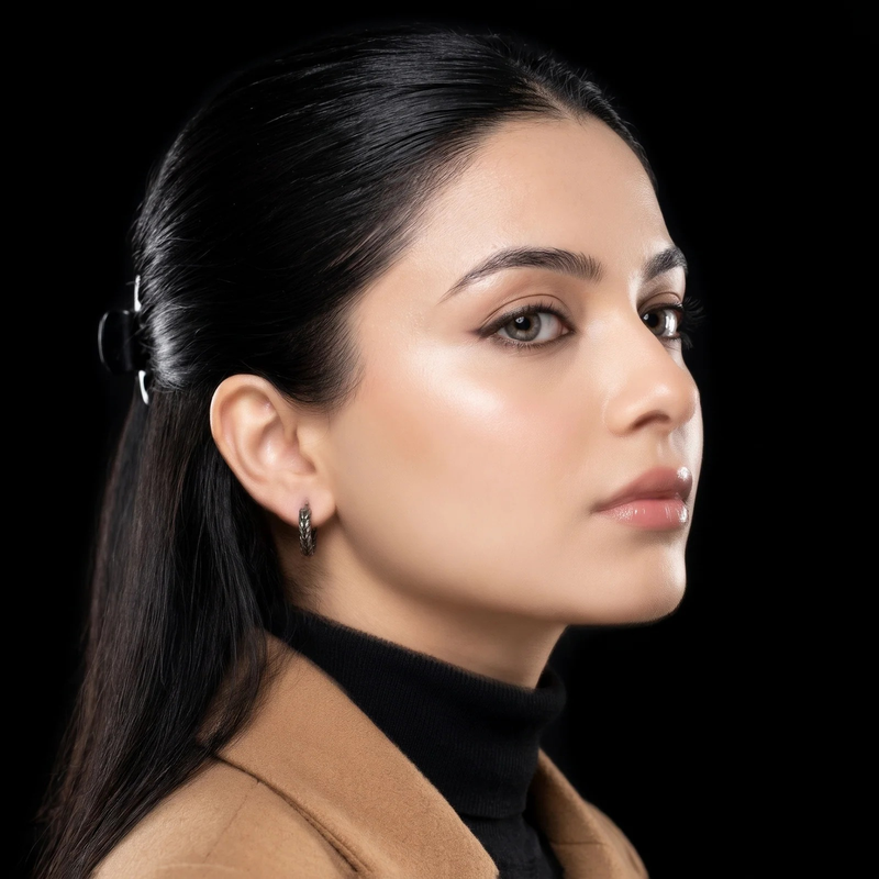 Side profile on ear: Zephyr Braid Hoop Earrings