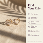 Features and promises: Gold Heart Crystal Stud Earrings