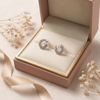 Gift box: Crystal Crescent with Pearl Stud Earrings