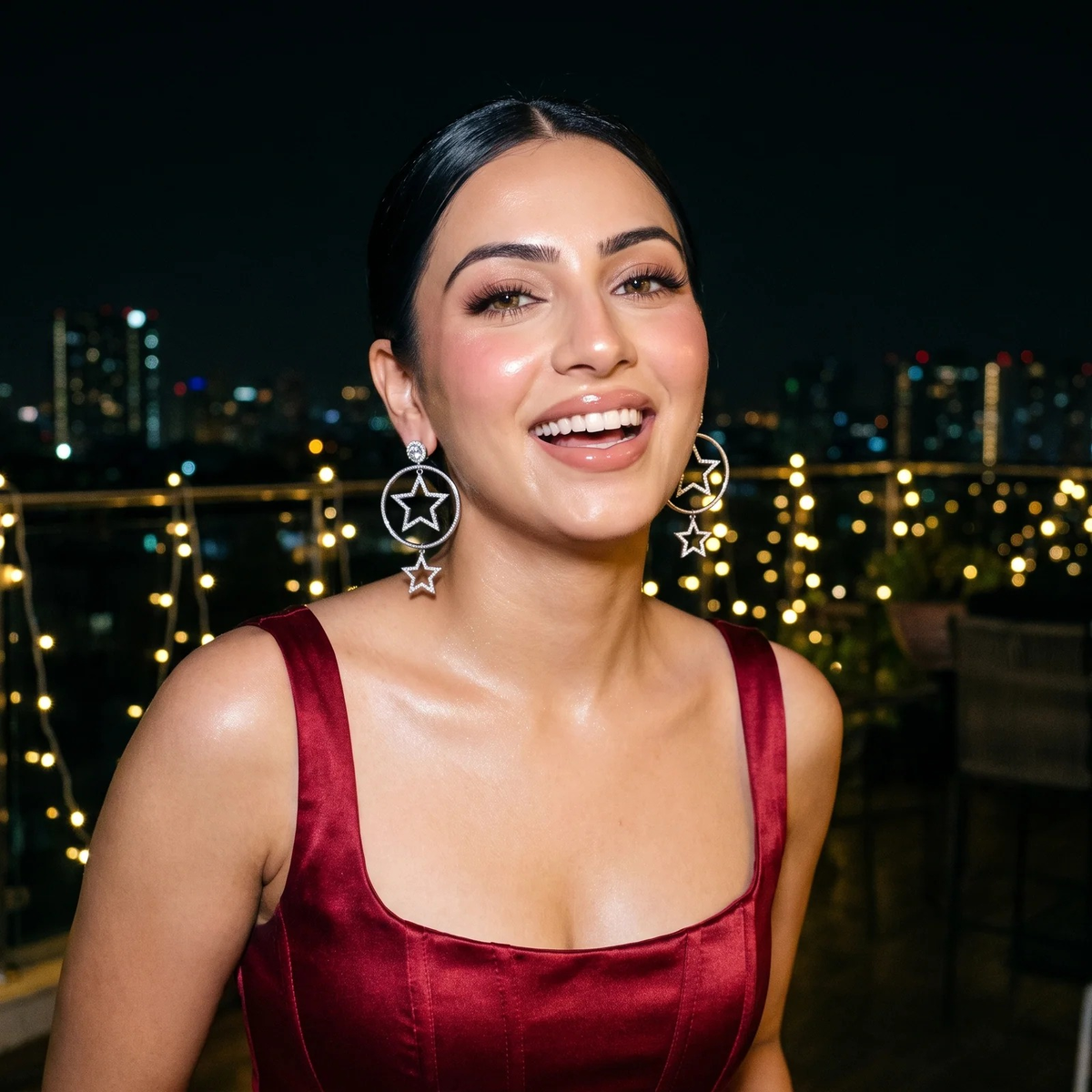 Styled look: Silver Celestial Star Hoop Drop Earring